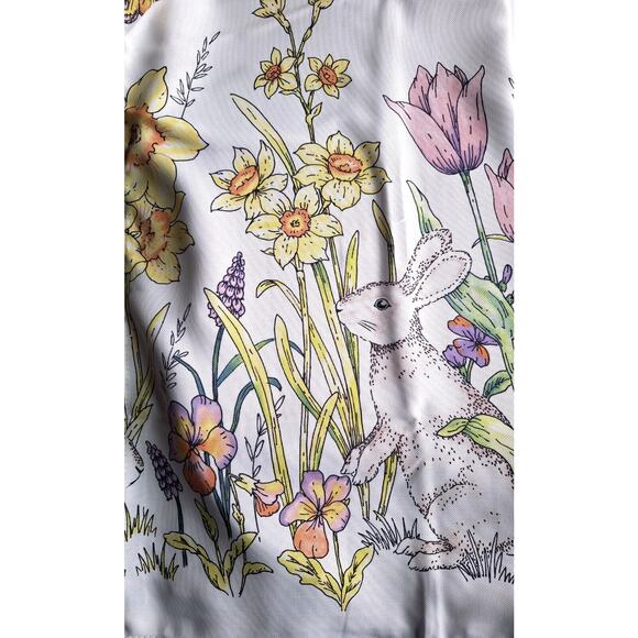 RACHEL ASHWELL Spring Easter Bunny Rabbit 60 x 120" Floral Tulips Tablecloth NEW - Picture 7 of 9